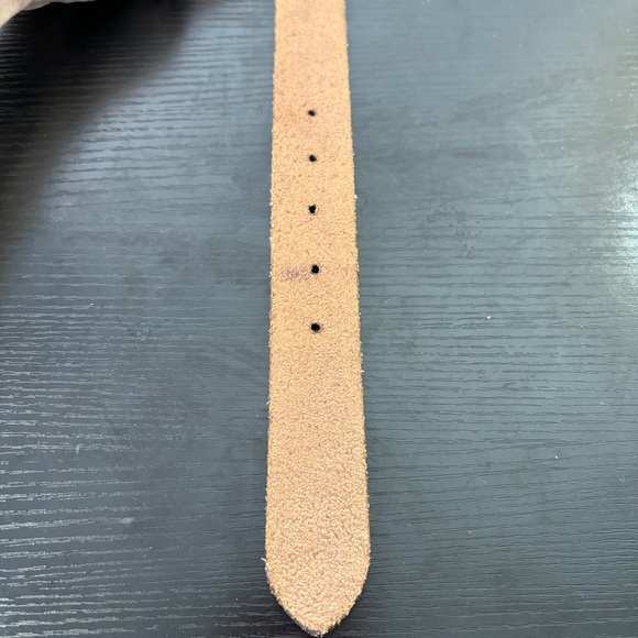 TIMBERLAND Belt Mens 38 Distressed Brown Genuine Leather Silver Buckle - Picture 6 of 6